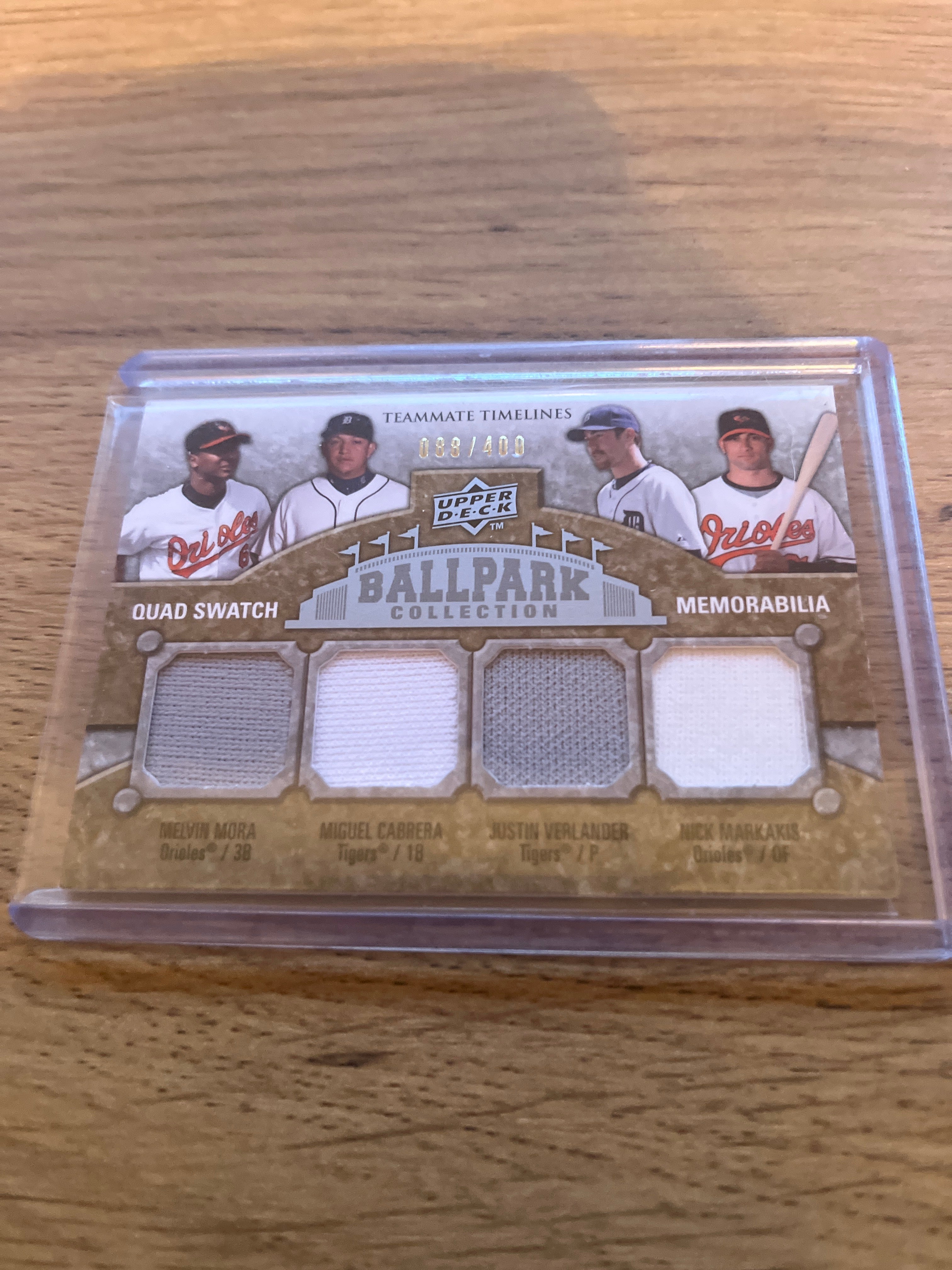 2009 Teammate timelines Quad Patch Melvin Mora, Miguel Cabrera, Justin Verlander, Nick Markakis  /400