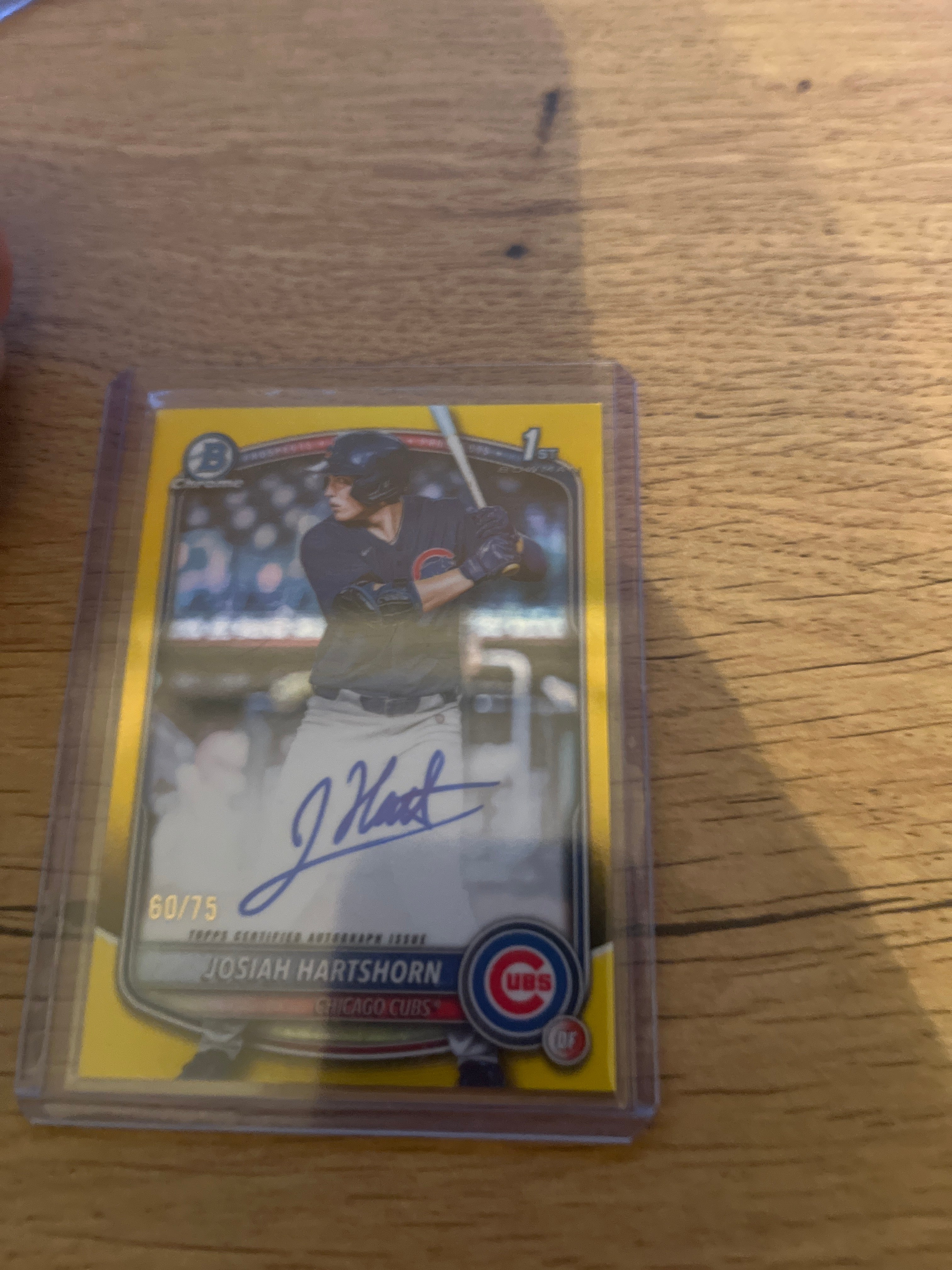 2025 Josiah Hartshorn Bowman Chrome Draft yellow refractor /75 Auto
